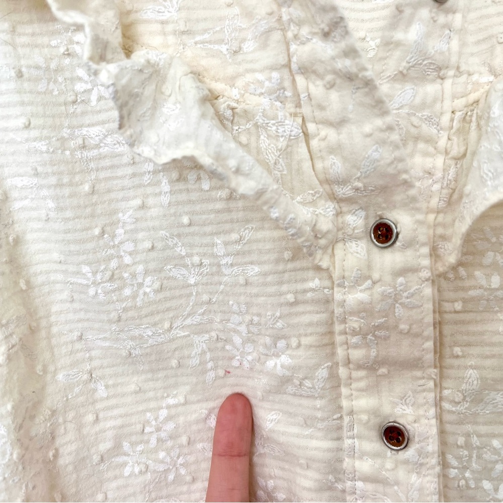 Anthropologie Maeve Windflower Ruffle Sleeveless Ivory Button Blouse Size 6 - Picture 10 of 10